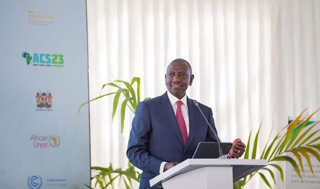 File image of President William Ruto at the African Climate Summit.